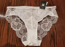 NWT WACOAL NYLON  LACE BIKINI PANTIES IVORY 112005 PER L