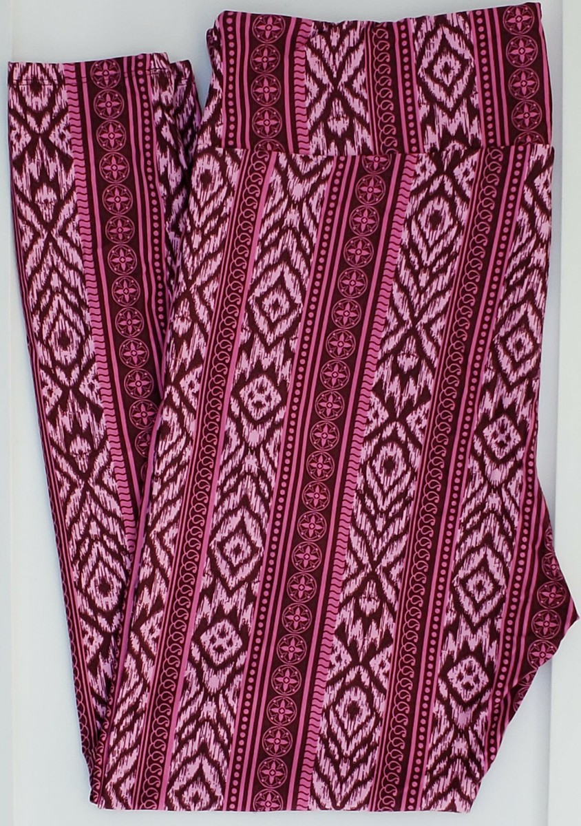 LuLaRoe Leggings TC Purple/Pink Gray Geometric Aztec Tall Curvy Plus Size 12-18