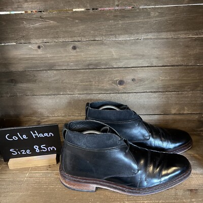 cole haan | colton winter chukka black leather 8.5 Cole Haan Colton Winter Chukka Boots Black Leather Red  main image 2