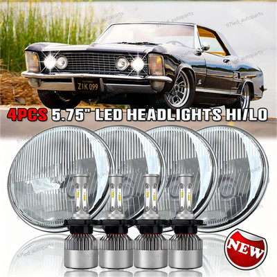 4PCS 5 3/4'' 5.75 inch Round LED Headlights Halo DRL Fit Buick Riviera 1963-1974