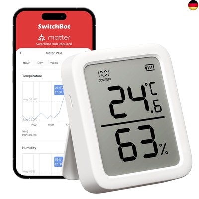 SwitchBot Thermometer Hygrometer Innen, Bluetooth Hygrometer Digital Temperatur