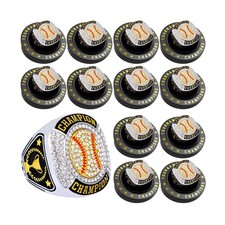12 sztuk Baseball Championship Ring Softball Pierścień Sport Piłka Trofeum Nagroda Prezent ...