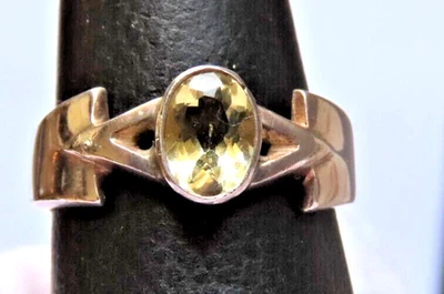 Ring 925 Sterling Silber mit Naturtopas Gelb Ovalschliff - Bild 1 von 4