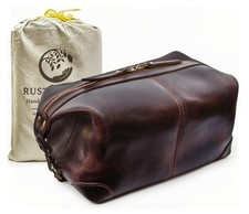 Full Grain Leather Toiletry Bag for Men  Women   Handcrafted Travel Dopp Kit...