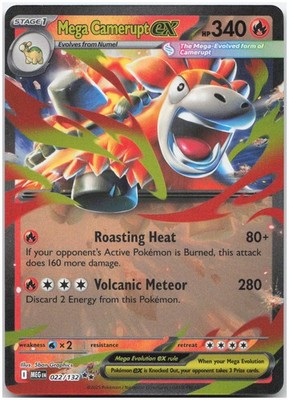 Mega Camerupt ex -Reverse Holo  022/132 MEG ME01: Mega Evolution LP-NM