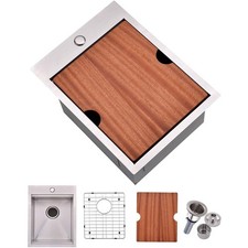 Bar Sink Drop In, 15 x 20 Inch Kitchen Sink, Stainless Steel Square Small Top...