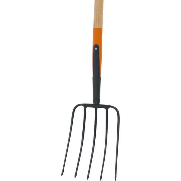 Kompostgabel Mistgabel Heugabel 5 Zinken 110 Cm Ergonomisch Anthrazit-Orange-image