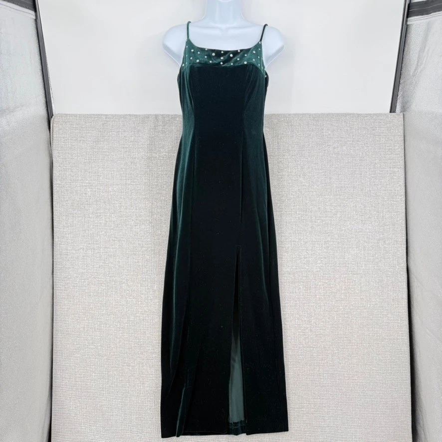 Green Velvet 1990s Vintage Dresses for Women for sale