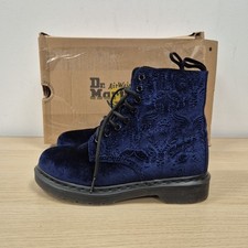 Dr Martens 1460 Brocade Embossed Dark Navy Soft Velvet Gothic Boots Size Uk 5