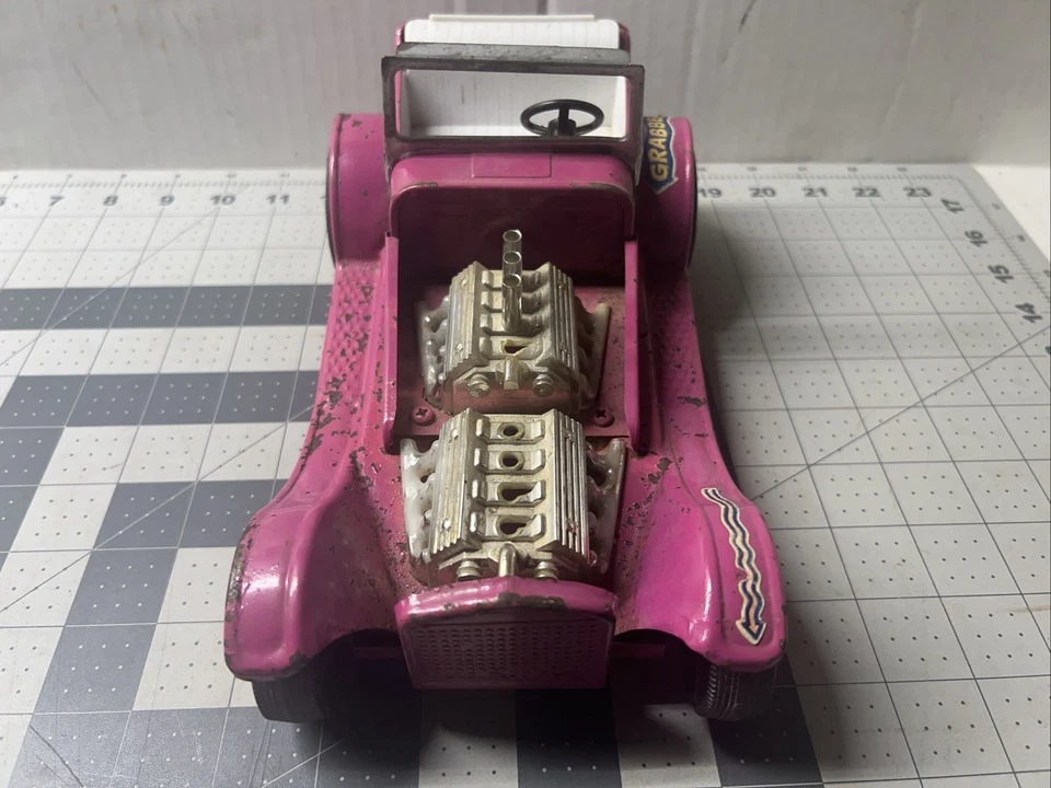 Vintage Pressed Steel Hot Pink Nylint Ford Model T Grabber Hot Rod USA - Image 3 of 4