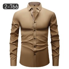 Men's Dress Shirts Formal Business Long Sleeves Elastic Slim Casual Shirts Tops
