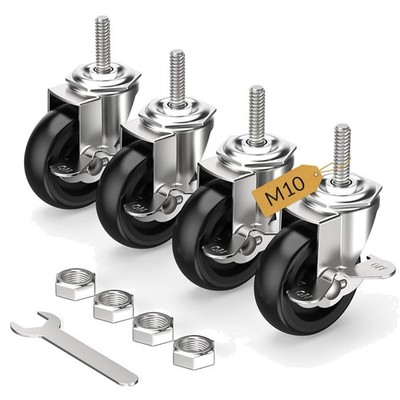 Roller Castors 75mm mit Bremse Gummiräder Lenkrollen Möbel Transport