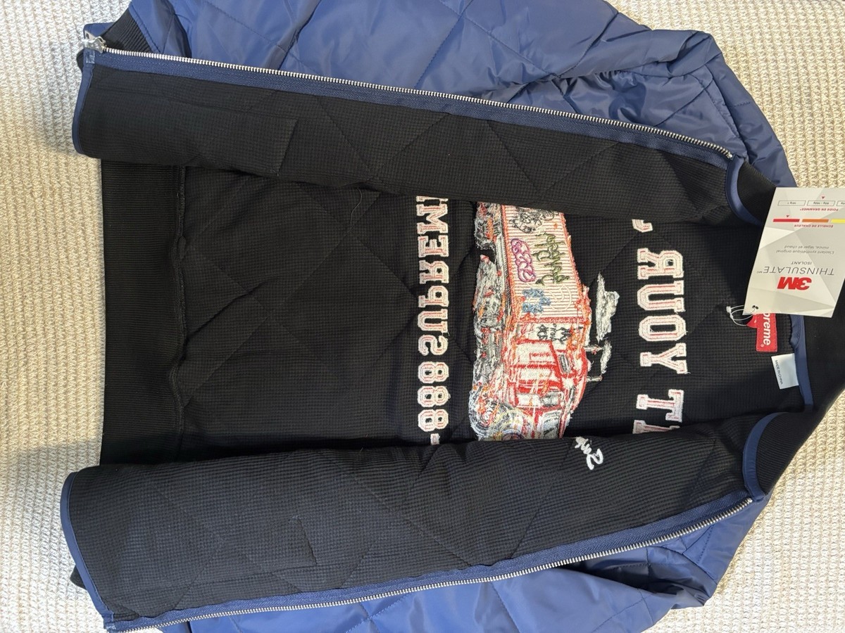 Supreme Quit Your Job Quilted Work Jacket FW21 Size Small Black 