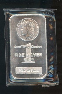 Auction #1 1 Troy Ounce .999 Fine Silver Bar Morgan Stamped Made In USA