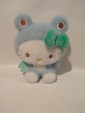 Sanrio Hello Kitty Small 6.5  Plush Blue Frog Costume Kigurumi Round Soft Toy