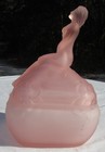 Frosted Pink Depression Glass Phoenix "Camellia" Powder Box, Very Good Condition — photo 5