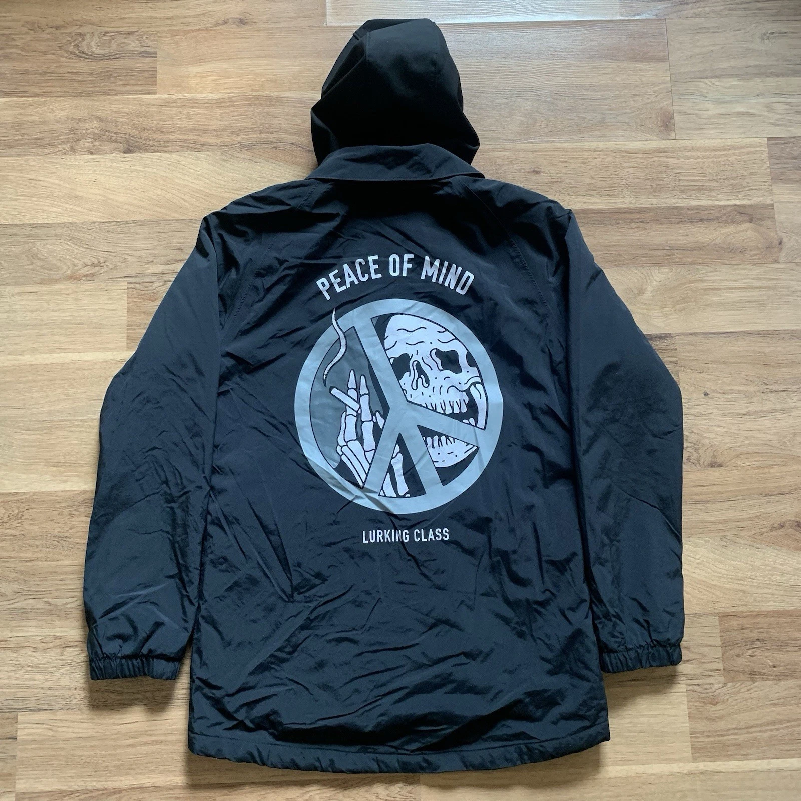Lurking Class Peace Of Mind Mens Large Hooded Skull Jacket image 2
