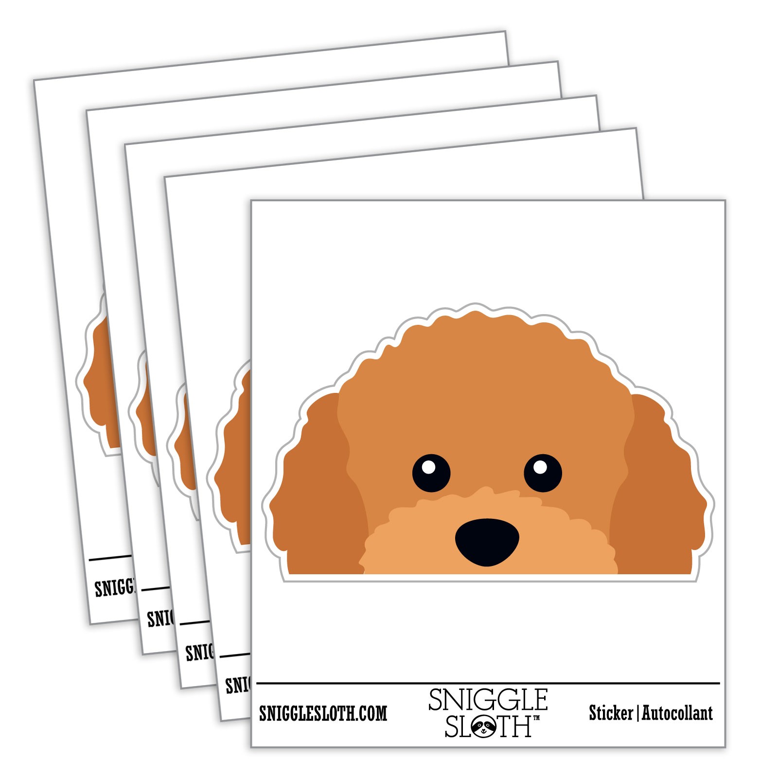 Red Toy Poodle Waterproof Vinyl Decal Sticker Set - 5 Pack