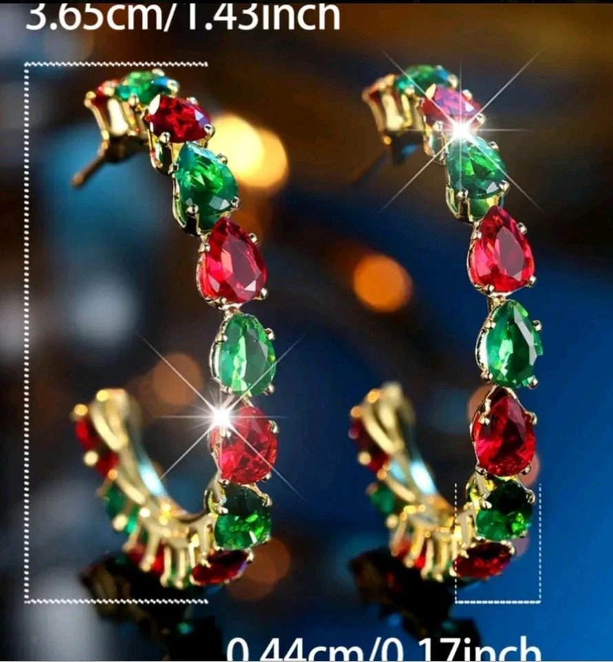 Pendientes de Navidad Circonita Cúbica Joyería de Moda NUEVO Envío Gratis 1.4 Pulgadas Foto 2 de 2