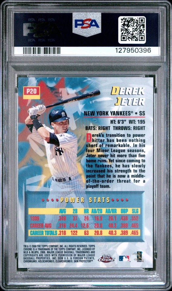 2000 Topps Chrome Derek Jeter Power Players PSA 9 Mint Yankees - Image 2 of 2