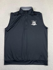 Adidas Vest Mens Medium Black 1/4 Zip Performance Golf Pullover Puetz 75 Years