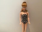 Vintage Mattel Barbie Doll Bathing Suit Black and White Zebra Stripe - 1960s