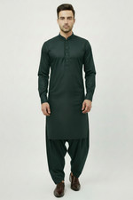 Men's Shalwar Kameez Forest Green Piyala Embroidery