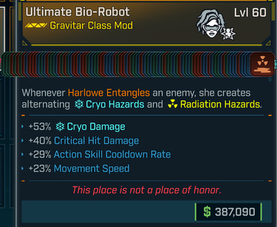 Borderlands 4   MODDED Class Mod    Harlowe Bio-Robot Lvl 60 All Skills PS PC XB