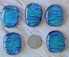 fused dichroic glass cabochon lot of 5  COE90 hand made free shipping