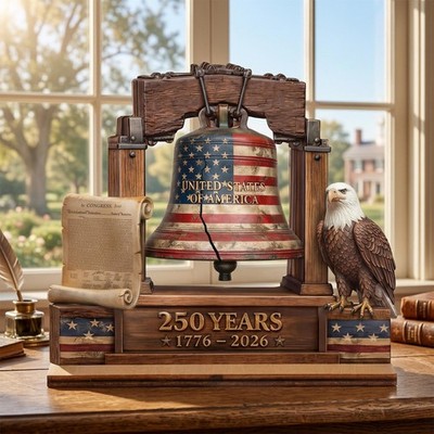 America 250th Anniversary Wooden Display, Patriotic Eagle Liberty Bell Decor