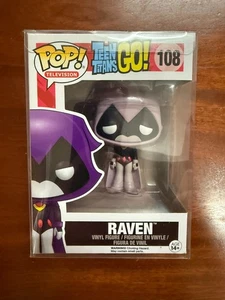 FUNKO Pop! #108 Raven - Teen Titans GO! - Authentic + Free Protector - Gray/Pink