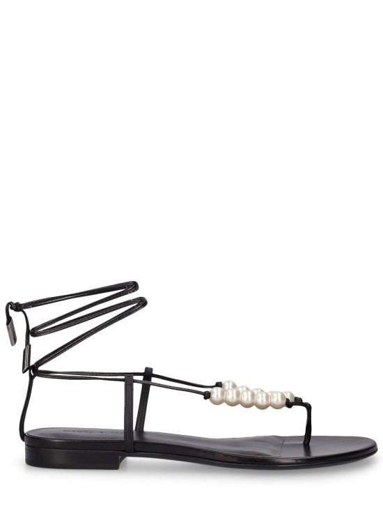 Magda Butrym - кожаные босоножки на плоской подошве с украшением толщиной 10 мм - черный 117690₽