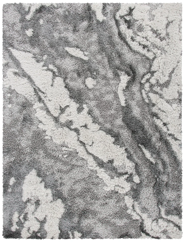 Alfombra Colección Horizon Shag - 6' x 9', Gris y Marfil, Moderno Abstracto Des... Foto 2 de 4