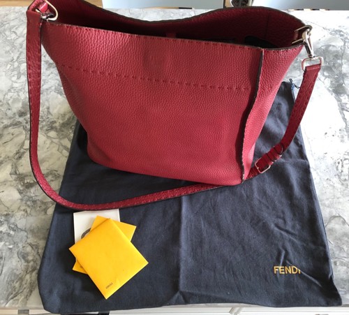FENDI Selleria Gorgeous Crossbody Bag in Red Leather w/ Silver Hardware