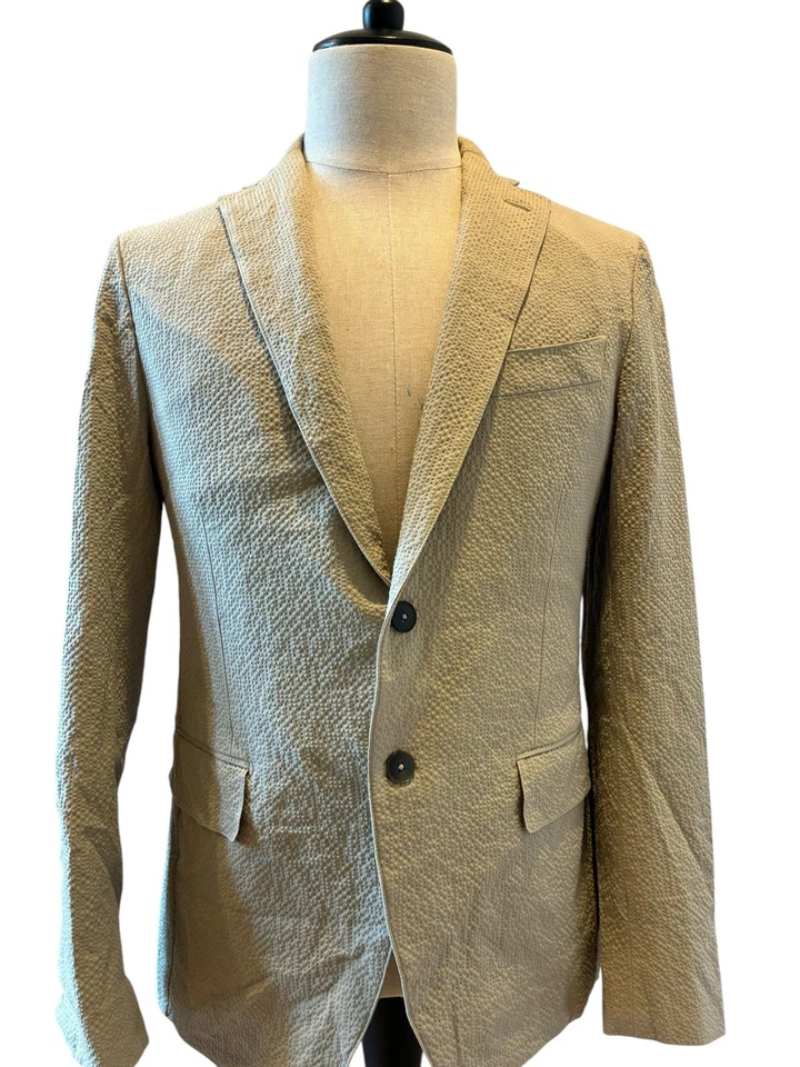 Chaqueta Blazer Abrigo Eidos Para Hombres 40 Seersucker Textura Hecha en Italia Isaia / Nueva con Etiquetas Foto 2 de 4