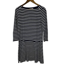 Tory Burch Women's Navy Striped Linen Jersey Knit Dress Size M Nautical Style