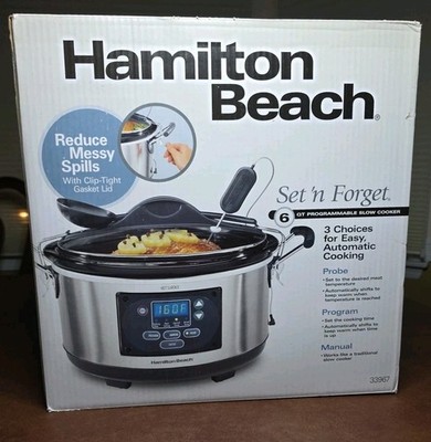 Hamilton Beach 6Qt Programmable Slow Cooker Stainless Steel New Set 'n Forget