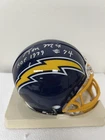 Ron Mix Signed Mini Helmet Chargers Inscribed "HOF 1979 #74"