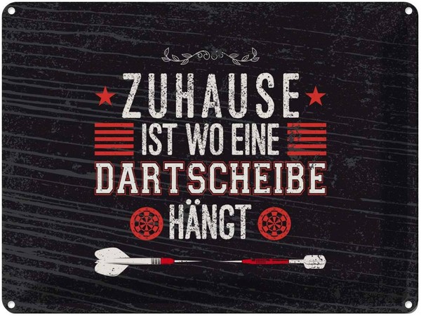 Blechschild 30X40 Cm Zuhause Ist Wo Eine Dartscheibe Spruch Zitat Deko Geschenk-image