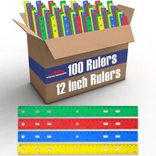 100 Pack Rulers Bulk For Classroom Kids  12 Inch Rulers With Imperial us Inche