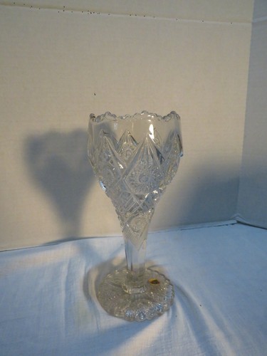 VTG IMPERIAL CRYSTAL GLASS VASE HOBSTAR THUNDERBOLT BOUQUET - Picture 2 of 6