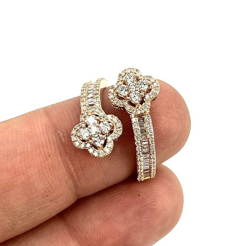 14K Rose Gold 1.07 CTW Diamond Bypass Ring Flower Cluster Design #NYRN0638 - Picture 5 of 5