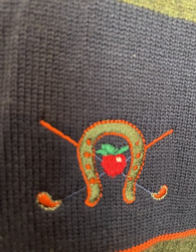 Polo Golf Ralph Lauren Wool Cashmere Crew Neck Sweater Blue Green Striped Sz L - Picture 2 of 4