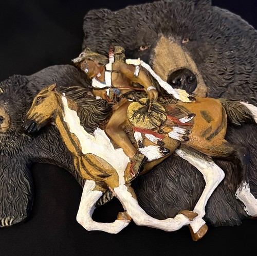 2 Wall Displays Of An Indian Warrior & The Spirit Of The Bear & Buffalo Decor 3D - Picture 7 of 13