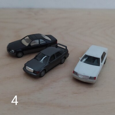 3x Modellauto H0 1:87 Herpa Luxuswagen Mercedes Benz 190E 2.5, S-Klasse, 500SEC