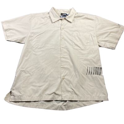 Nascar Official Blue Generation Khaki Button Up Short Sleeve Graphic Logo Pocket