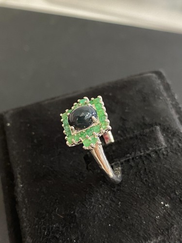 NATURAL BLACK FIRE OPAL7X5 EMERALD SET STERLING SILVER925 RING EARRING PENDENTS - 第 10/14 張圖片