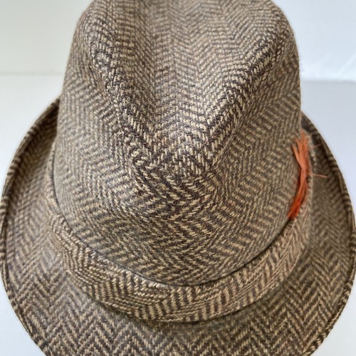 Vintage Knox New York Tweed Fedora Hat Sz 7 w/ Feather - Picture 6 of 12