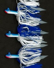 3 Tsunami Stlye Glass Minnow Silicone Skirt Teaser Lure Jig Bottom Fishing Glow