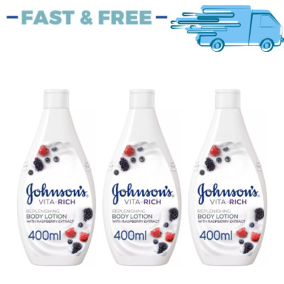 3X Johnson's Body Lotion - Vita-Rich, Replenishing Raspberry 400ml